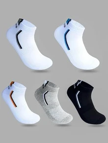5 đôi tất thể thao thấm mồ hôi in họa tiết chữ cho nam dùng hằng ngày, đi tập gym - Nhiều màu - Xem 6