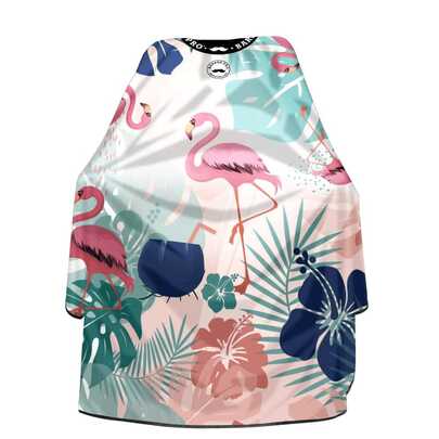 1pc 2D Flamingo Pattern Professional Hairdressing Apron, Made Of Polyester Fabric, Suitable For Hairstylists And Barbers, Easy To Clean