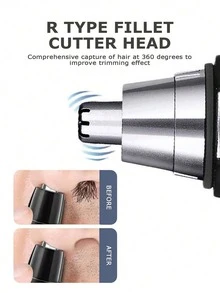 1 pieza Recortador eléctrico de vello nasal, Recortador de vello nasal portátil para hombres y mujeres - negro - Ver 3