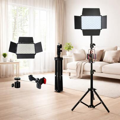 UEGOGO Bộ đèn LED panel 10 inch | Cấp nguồn USB, chân đế ba chân điều chỉnh được 43 inch, 3 chế độ chiếu sáng màu, khung kim loại bền chắc và giá đỡ – Ánh sáng có thể điều chỉnh độ sáng, lý tưởng cho phát trực tiếp, chụp ảnh, quay video.