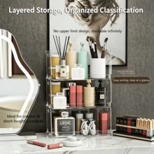 1pc Expandable Transparent Organizer Rack, Multilayer Countertop Skincare & Cosmetic Storage Shelf, Versatile Bathroom Mirror Cabinet Organizer, Flexible Capacity Expansion - A - View 4