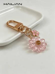优雅简约透明雏菊包包挂饰，闪亮水晶花朵钥匙扣，金色搭扣包包吊坠，可爱背包配饰，送给少女的理想礼物，节日、毕业、教师节、生日、母亲节、假日必备、毕业礼物、钥匙扣挂饰 - 粉色 - 查看 8