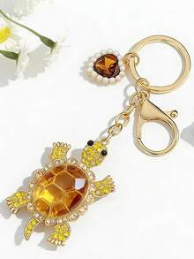 1pc Creative Cute Rhinestone Ocean Turtle Keychain, Alloy Crystal Animal Keyring, Heart-Shaped Faux Pearl Bag Charm, Exquisite Gift For Graduation, Back To School, Birthday Halloween Accessories Teachers Day Gifts For Mother, Father, Graduation, And Teacher - Multicolor - View 22