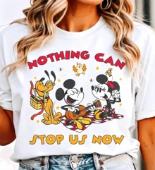 Retro Runaway Railway Mickey Minnie Pluto Chuuby Shirt, Nothing Can Stop Us Now, Disney Ride Shirt, Disney Park Shirt, Disneyland Trip Tee - trắng - Xem 1
