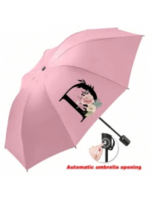 Paraguas plegable, paraguas para la lluvia, paraguas para el sol, esencial de viaje, paraguas de bolsillo mini de doble uso portátil con protección solar, paraguas totalmente automático, protección UV, reforzado, unisex, a prueba de viento, paraguas plegable compacto. - Paraguas estampado - Ver 23