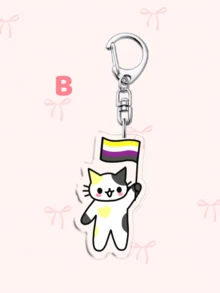 1 pieza/7pcs Llavero de acrílico con gato LGBTQ+ Pride, gato de dibujos animados lindo sosteniendo múltiples banderas, con patrones de banderas de estilo diverso. Puede decorar bolsos, llaves de coche, cordones y teléfonos, adecuado para regalos entre amigos, familiares, maestros y estudiantes, ideal para fiestas, temporada de graduación y mes del orgullo. - Multicolor - Ver 12