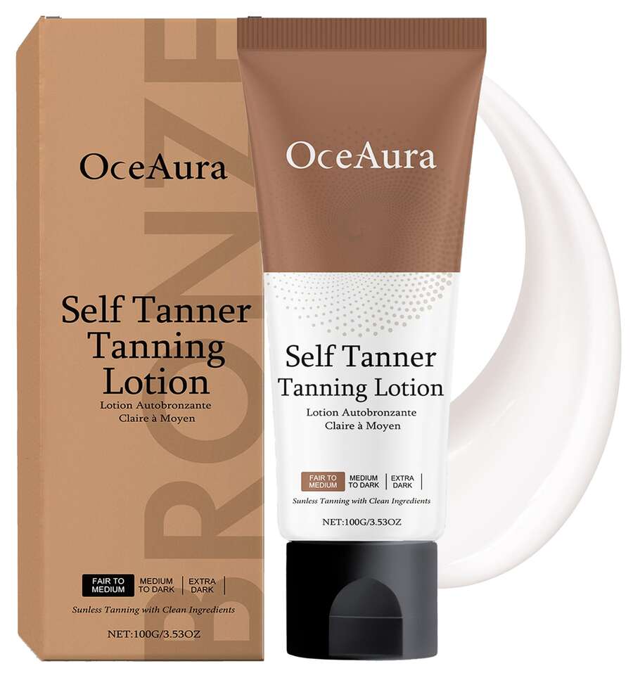 OceAura Tanning Lotion Self Tanner - Natural And Organic Ingredients Non Toxics Sunless Browning Lotion, Best Gradual Tanner For Men And Women, Streak-Free Fake Tan, Fair To Medium - Fair to Medium - View 1