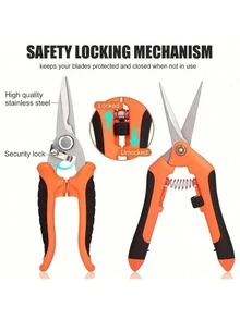 Set Gunting Pangkas Taman 3pcs/2pcs/1pc, Gunting Pangkas Tajam dan Gunting Lurus dari Baja Tahan Karat dengan Pegangan Ergonomis Anti Selip, Cocok untuk Bunga, Tanaman, Bonsai, dan Ranting Halus - A - View 11
