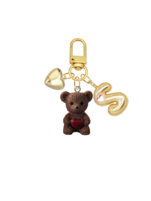 Letter Teddy Bear Keychain, With Gold Bubble Letter A-Z Keychain, Cute Teddy Bear Bag Charm Pendant, Suitable For Handbags, Wallets, Backpacks, Travel Bags, Decorative Keychain, Suitable For Gym, Classroom, Matching Games, Suitable For Daily Use, Vacation, Travel, School, Shopping, Gifts For Girls, Teens, Women, Friends, Perfect For Valentine's Day, Mother's Day, Birthday, Christmas, Holidays And Other Occasions - Multicolor - View 12