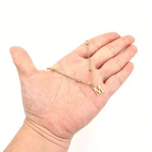 1 Stück einfacher Initialen-Anhänger, Halskette mit goldfarbener Edelstahlkette für Frauen - Goldgelb - Übersicht 3