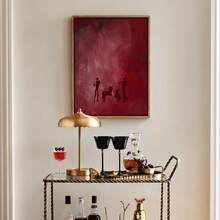 Set Of 1 Funky Burgundy Cowgirl Martini Silhouette Canvas Wall Art | Preppy Bar Cart Decor Poster For Dorm Living Room,Frameless/Framed - A - View 9