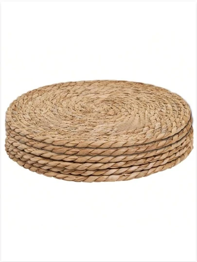 Bộ 1/4/6 tấm lót bàn đan thủ công, đế lót tách trà kiểu vườn Nhật Bản, lót bát/đĩa tròn, lót nồi bằng giấy rơm, thích hợp cho phòng ăn, nhà bếp và dã ngoại ngoài trời, trang trí nhà cửa, trang trí bàn ăn Giáng sinh.