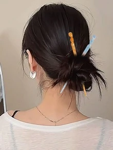 4个女士时尚简约优雅甜美醋酸纤维发夹，适合日常佩戴 - 彩色 - 查看 2
