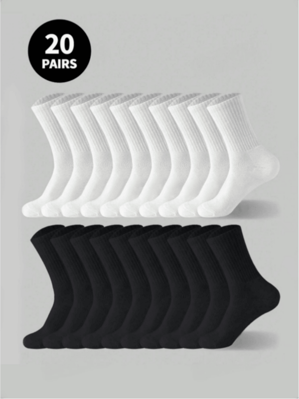 1/2/3/5/10/20 Pairs Men's Casual Socks, White Socks, Winter Socks, Black Socks, Outdoor Sports Socks