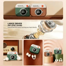 Q87 Retro TWS Wireless Bluetooth Earphones With Battery Display, Long Lasting, Noise Cancelling Ear-Hook Design, Comfortable - View 8