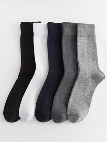 5雙男士素色黑白灰中筒襪 - 彩色 - 查看 7