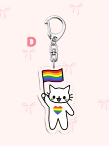 1 pieza/7pcs Llavero de acrílico con gato LGBTQ+ Pride, gato de dibujos animados lindo sosteniendo múltiples banderas, con patrones de banderas de estilo diverso. Puede decorar bolsos, llaves de coche, cordones y teléfonos, adecuado para regalos entre amigos, familiares, maestros y estudiantes, ideal para fiestas, temporada de graduación y mes del orgullo. - Multicolor - Ver 11