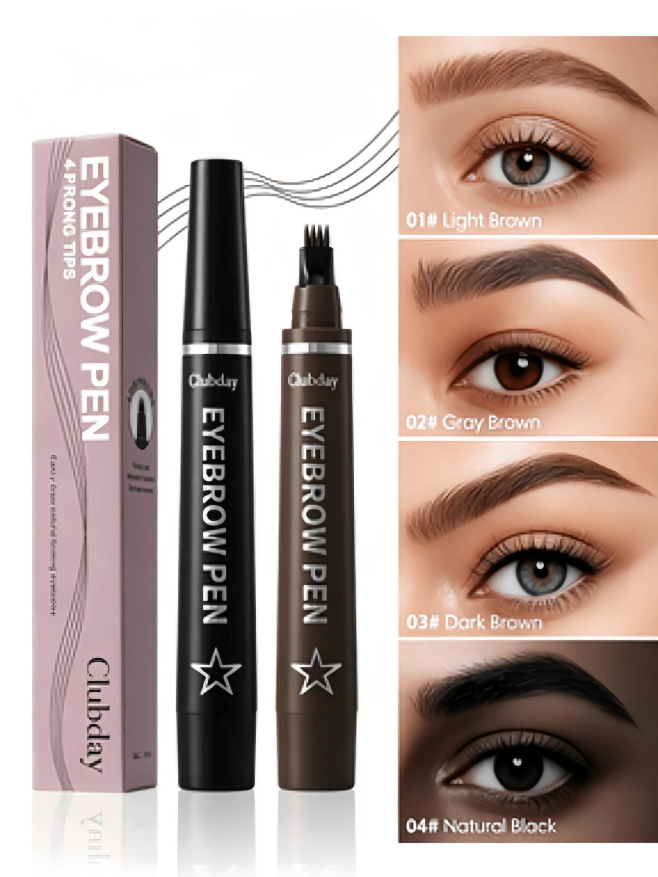 4-In-1 Micro-Sculpting Eyebrow Pencil, 4 Colors Eyebrow Makeup Pencil With 4-Prong Tip, Can Create Natural Delicate Eyebrow Texture, Waterproof Long-Lasting No Smudging, Smooth Application Quick Drying No Clumping