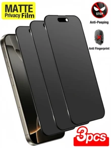 3pcs Matte Privacy Tempered Glass Screen Protector, Full Coverage, Anti-Fingerprint, Anti-Scratch, Smooth Touch, Compatible With 17 Pro Max/17 Pro/17 Air/17/16 Pro Max/16 Pro/16 Plus/16/15 Pro Max/14 Pro Max/13 Mini/12/11/XS Max/XR/8+/7 Plus Series - 3pcs Matte Privacy - View 16