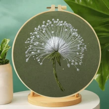 1pc 15*15cm/5.9*5.9in-20*20cm/7.9*7.9in Dandelion Embroidery Kit, DIY Handmade Embroidery Set, Suitable For Adult Beginners, Home Gift, Women's Sewing Gift, Includes User Manual, Printed Pattern Fabric, Embroidery Hoop, Needle And Thread - A - View 3