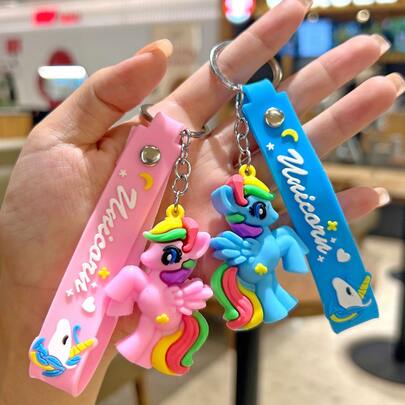 Hasbro 1pc Cute Unicorn Shaped Keychain Pendant, Cartoon Small Gift Car Hanging Decor