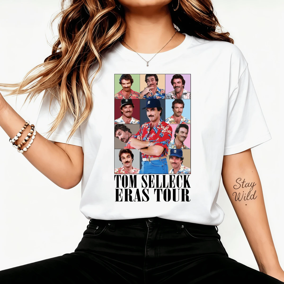 Tom Selleck In Magnum P.I. The Retro Bootleg 100% Cotton Unisex T-Shirt - White - View 1