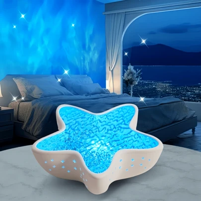 Đèn ngủ hình sao biển sạc điện, đèn chiếu cực quang LED 7 màu, đèn sóng biển, đèn ngủ bầu trời sao cho trẻ em, trang trí phòng đẹp mắt, đèn tạo không khí dễ thương cho phòng ngủ tập thể, đèn ngủ cạnh giường cho phòng ngủ, ánh sáng dịu nhẹ thư giãn, món quà lễ hội hoàn hảo cho trẻ em