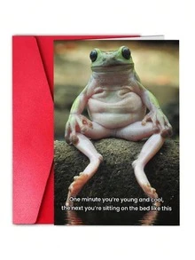 1pc Funny Frog Sitting Greeting Card, Suitable As Gift For Brother, Friend, Uncle, Dad, Grandpa, Brother-In-Law - View 2