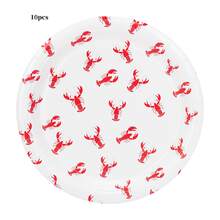 10pcs/20pcs/50pcs/80pcs Red & White Crawfish Party Paper Supplies, Red Crawfish Print Tableware Set Including 7"/9" Paper Plates, Paper Cups, 6.5" Napkins, Summer Seafood Party Decor, Crawfish Theme Birthday Party, Holiday Dinner, Wedding Supplies, Suitable For Both Men And Women - Multicolor - View 11