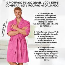 TERRY-CLOTH BATHROBE SIZE GG PLUS SIZE FITS 46 TO 56 - 100% COTTON UNISEX SWIMMING POOL HOTEL RESORTS SPA JUDO INNS PREMIUM QUALITY - PINK IPE - View 6
