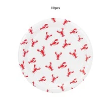 10pcs/20pcs/50pcs/80pcs Red & White Crawfish Party Paper Supplies, Red Crawfish Print Tableware Set Including 7"/9" Paper Plates, Paper Cups, 6.5" Napkins, Summer Seafood Party Decor, Crawfish Theme Birthday Party, Holiday Dinner, Wedding Supplies, Suitable For Both Men And Women - Multicolor - View 10