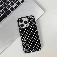 Pearl Polka Dot Dream Patterned Card Holder Leather Case Is Compatible With IPhone 17 Pro Max/Air/16/15/14/13/12/11.For  S22/S23/S24/25. It's An Ideal Gift For Christmas, Valentine's Day, And New Year's, Perfect For Boyfriends, Girlfriends, And Family. - 黑色4 - 查看 3