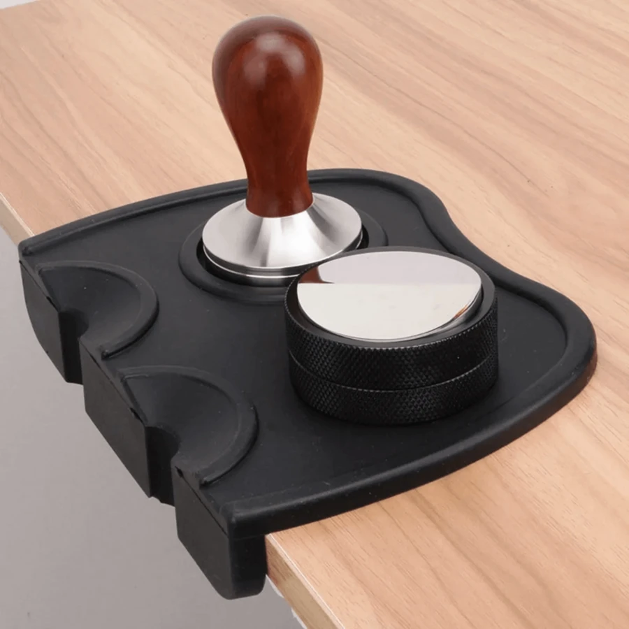 Silicone Coffee Tamping Mat, Corner Pad For Coffee Dosing, WDT Tool Tamping Mat - Black - View 1