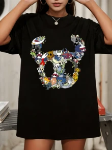 Hollow Knight Characters Collage Graphic Casual Loose Fit T-Shirt - Black - View 1