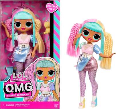 MGA Entertainment L.O.L.SURPRISE! 惊喜！OMG 千禧一代女孩时尚娃娃套装——收集全部4款，一套包含服装和配饰的完整套装，适合儿童（MGA）