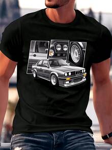 100% Premium Short Sleeve T-Shirt For Men, Stylish Casual Crew Neck T-Shirt, Versatile And Attractive Print, Men's Clothing-X - Black - View 8