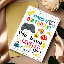 Una tarjeta de cumpleaños festiva de videojuegos: Deseando al gamer de tu vida un feliz cumpleaños - Multicolor - Ver 4
