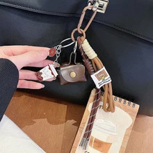 Móc khóa túi mini họa tiết da báo phong cách Maillard, dây đeo móc khóa, charm treo túi, phụ kiện ô tô thời trang, trang trí ba lô mùa thu đông - Nhiều màu - Xem 10