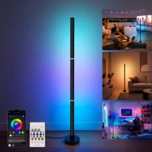 1/2个USB落地灯，1000流明LED角度灯，兼容SmartThings、Alexa和Matter，现代落地灯，支持音乐同步和1600万种DIY颜色，稳固底座，适用于卧室、客厅、游戏室 - 圓底座APP款 - 查看 13