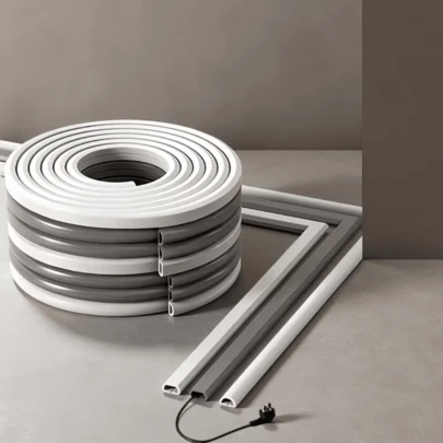 1 Roll 2m/78.74in Self-Adhesive Cable Concealer, PVC Cable Raceway Suitable For Wall And Floor Wiring, Cable Organizer