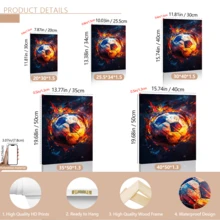 3 Stücke Fußball und Spielcontroller Leinwand Wandkunst Set, Graffiti Stil Sportdruck, Hochformat, wasserfestes Leinwandmaterial, fertig zum Aufhängen, geeignet für Teenager und Gamer Zimmer Dekoration, optional gerahmte Wandkunst - A - Übersicht 10