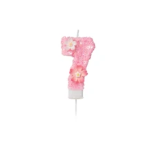 粉色樱花数字蜡烛 0-9 全套，儿童生日蛋糕装饰，少女闪亮花朵蜡烛，甜品桌装饰，派对拍照道具，浪漫氛围蜡烛，适用于生日派对、单身派对、结婚纪念日、母亲节、毕业典礼、毕业派对 - 櫻花主題1 - 查看 13