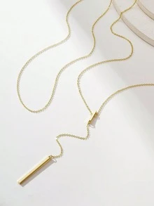 Bộ 2 chiếc dây chuyền mặt dài hình chữ Y tối giản thời trang, dây đôi, phù hợp cho nữ giới đeo hàng ngày, làm phụ kiện dự tiệc, quà tặng Ngày Valentine, Ngày của Mẹ. - Nhiều màu - Xem 3