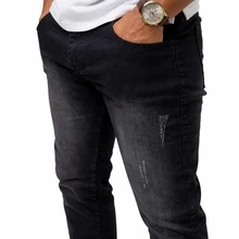 Men's Slim Fit Comfort Jeans | Premium Fade-Resistant And Goes With Everything - Màu đen, cũ kỹ, với hiệu ứng sờn rách. - Xem 4