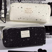1个星形印花蕾丝铅笔盒，可爱化妆包和文具收纳包，适合女孩 - 星形印花蕾絲 - 查看 12