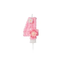 粉色樱花数字蜡烛 0-9 全套，儿童生日蛋糕装饰，少女闪亮花朵蜡烛，甜品桌装饰，派对拍照道具，浪漫氛围蜡烛，适用于生日派对、单身派对、结婚纪念日、母亲节、毕业典礼、毕业派对 - 櫻花主題1 - 查看 12
