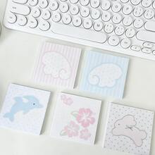 Vintage-Style Square Notebook With Little Wings - Hibiscus Square Notebook, Non-Adhesive - Sweet Pink Floral Pattern, Adorned With Polka Dots And Stars - Suitable For Office, School, And Home Organization, Pink And Blue Themed Paper Products. - one-size - View 5