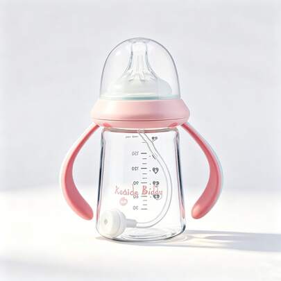 1/2 Packs High Borosilicate Glass Baby Bottles, Anti-Colic Silicone Nipples, 180ML, 5cm Mouth Diameter, Heat Resistant, Suitable For Newborns And Above, With Gravity Ball For Easy Gripping