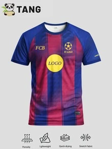 Áo bóng đá nam Barcelona mùa giải 25/26 sân nhà, thiết kế riêng theo yêu cầu, in tên và số, áo thể thao cổ tròn thoải mái, mềm mại và nhẹ, phù hợp cho tập luyện bóng đá, mặc thường ngày và làm quà tặng. - Nhiều màu - Xem 6