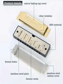 Kèn harmonica 10 lỗ chất lượng cao, giọng C - Hộp đựng cứng cáp, bền chắc, được đánh bóng - Thích hợp cho người mới bắt đầu, người chuyên nghiệp và làm quà tặng Halloween/Giáng sinh. - Nhiều màu - Xem 9